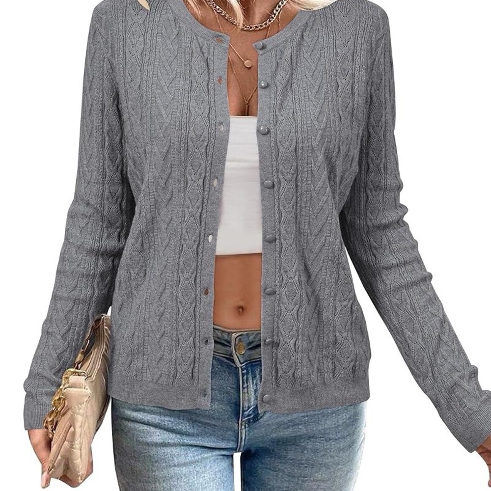 Gray Cable Knit Women's Sweater